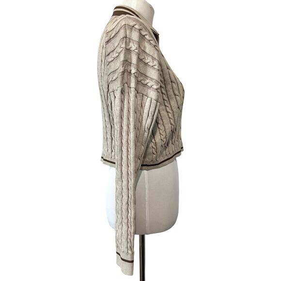 Gymshark Rest Day Cable Knit Pullover Sweater 1/4 Zip Beige Tan Womens Sz Small - Picture 10 of 13